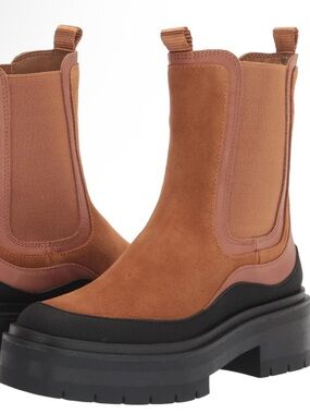 Sam Edelman Chelsea Platform Ankle Boots tan brown lug sole 7
